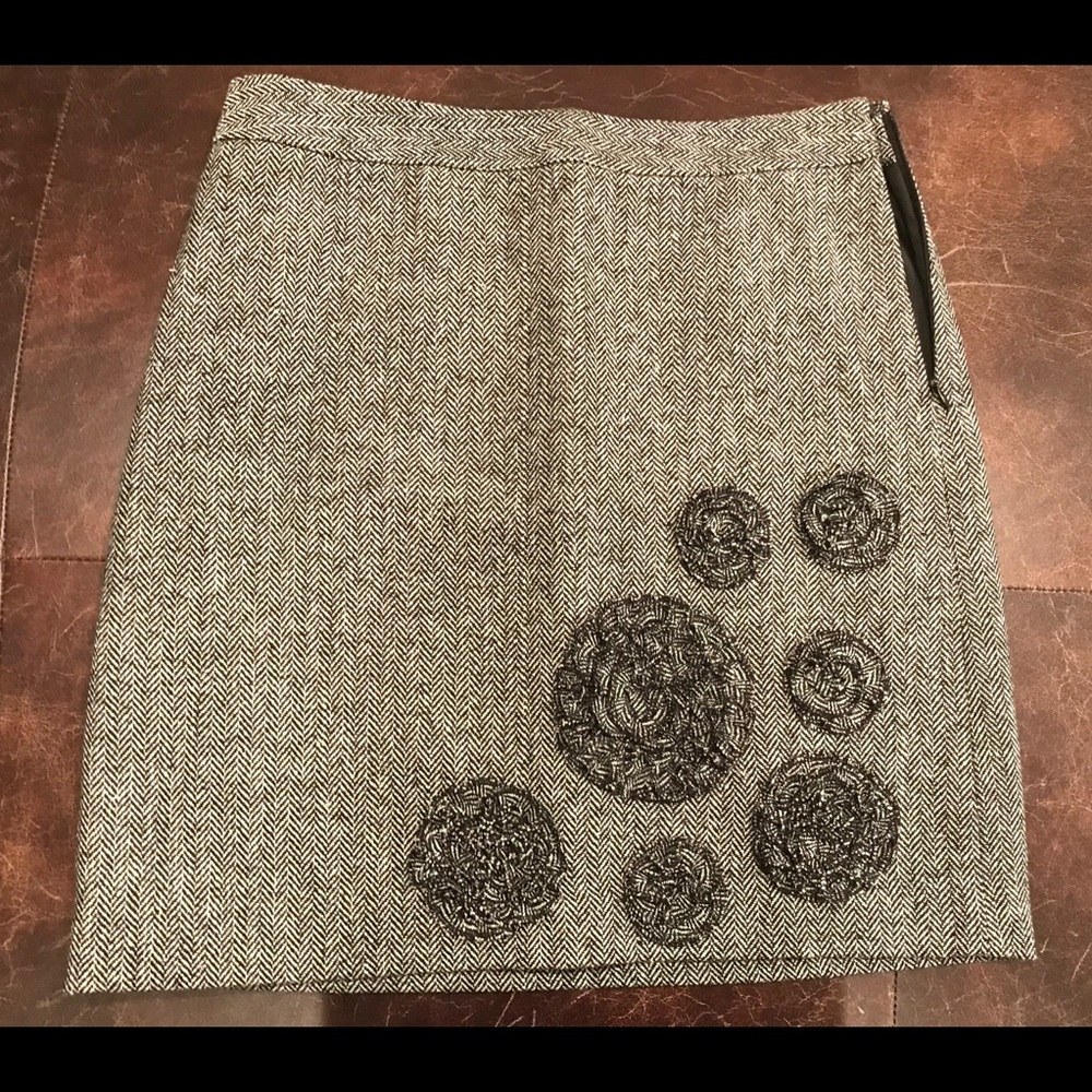 LOFT Gray Herringbone Mini Skirt